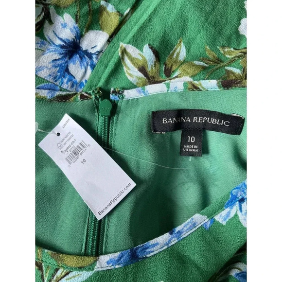 NWT Banana Republic Dress Green Blue Floral Size 10 New - Picture 3 of 4